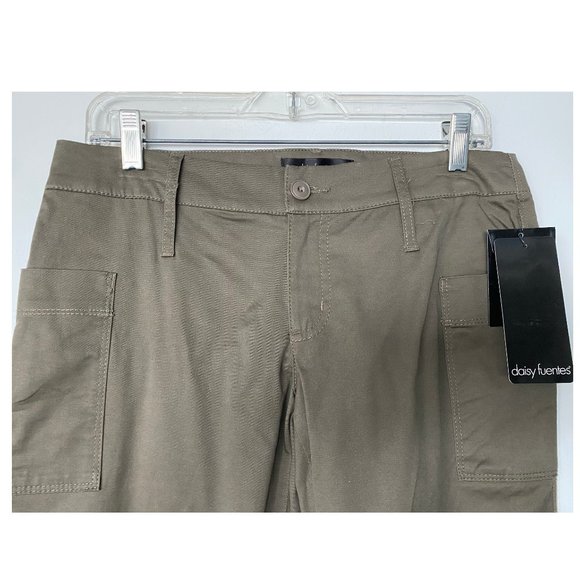 DAISY FUENTES Khaki Lightweight Wide Leg Pants - Picture 2 of 8